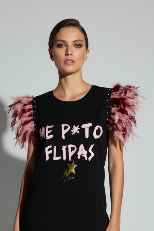 Camiseta Plumas Tachas Flipas