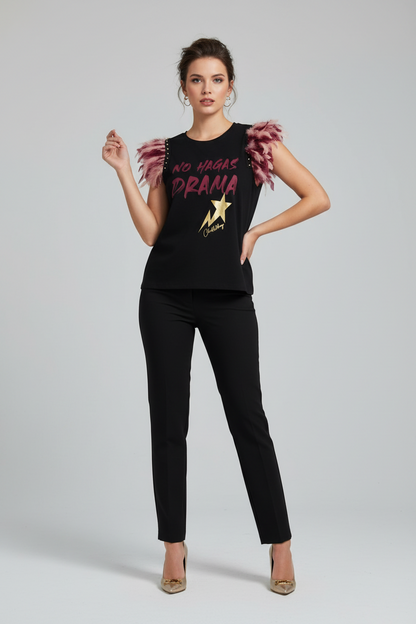 T-shirt à plumes de rock star