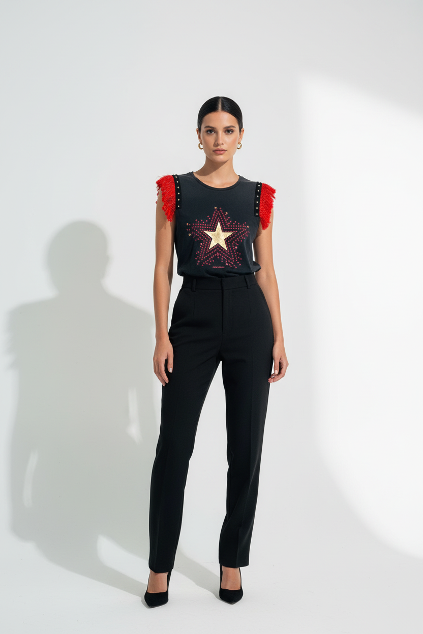 T-shirt Franges Clous Étoiles