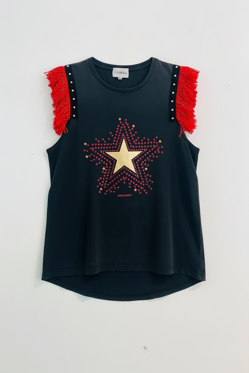 T-shirt Franges Clous Étoiles