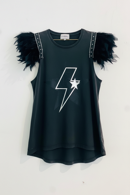 T-shirt Plumes Éclair Tigre Argent