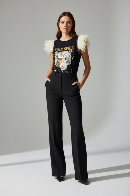 T-shirt à plumes et clous Spirit