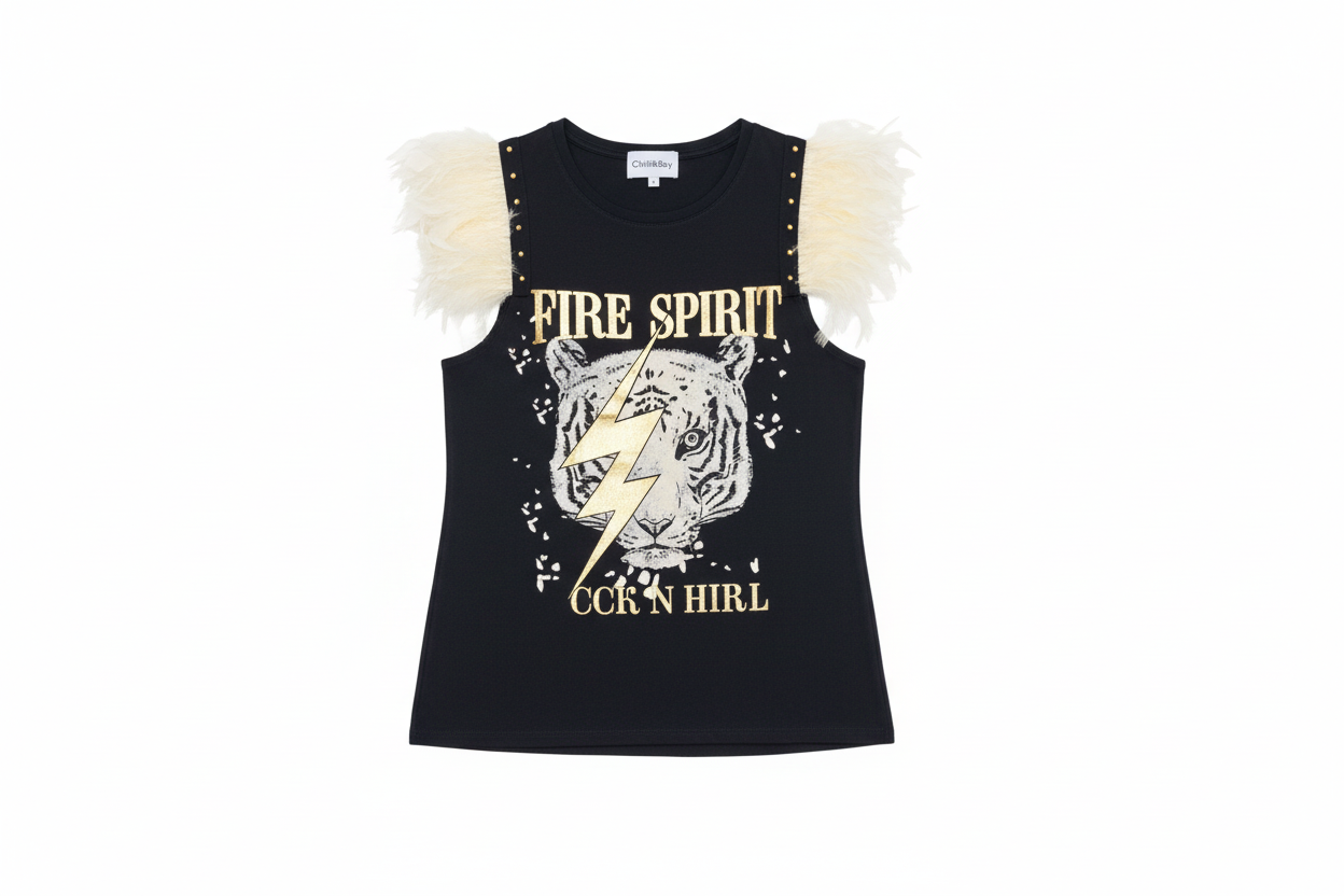 T-shirt à plumes et clous Spirit