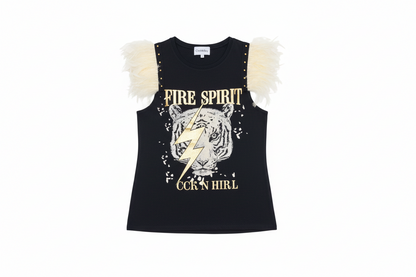 T-shirt à plumes et clous Spirit