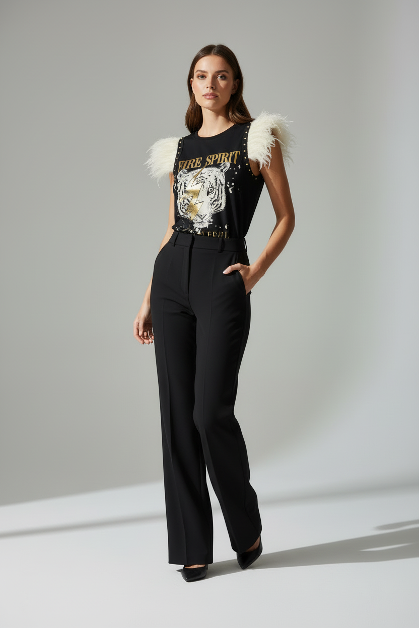 T-shirt à plumes et clous Spirit