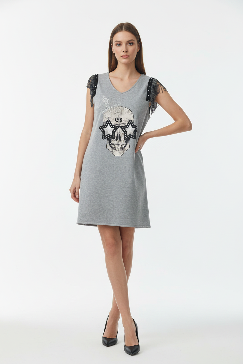 Vestido Flecos Skull Festival