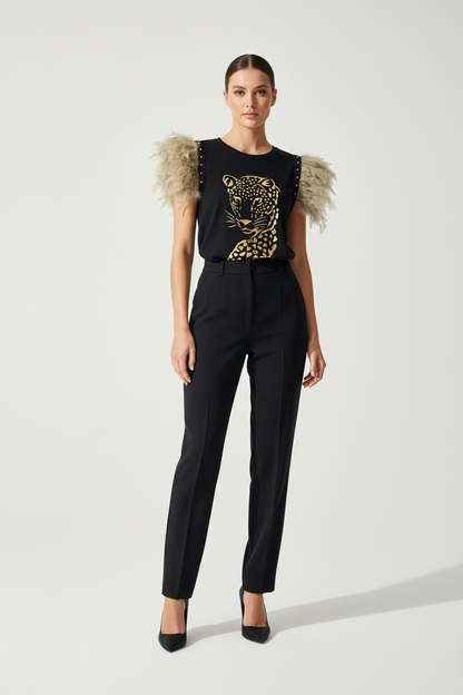 T-shirt Plumes Sable Panthère