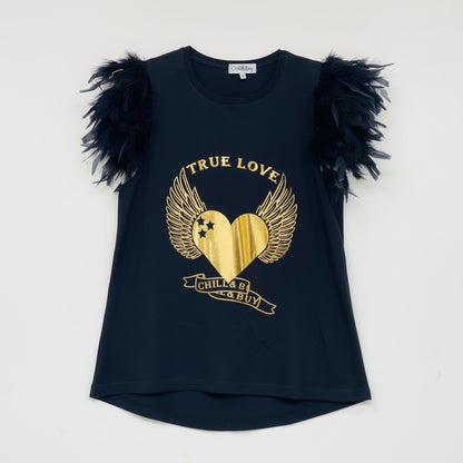 Camiseta Plumas Tachas True Love