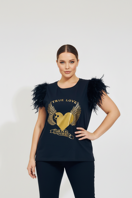 Camiseta Plumas Tachas True Love