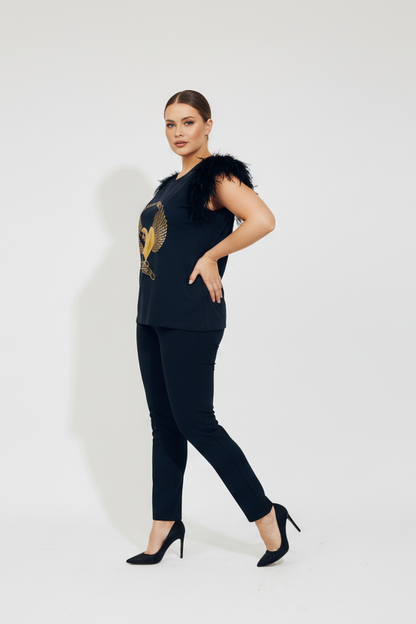 Camiseta Plumas Tachas True Love