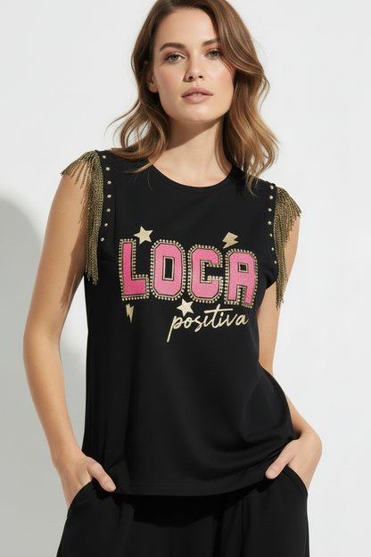 T-shirt à franges follement positif