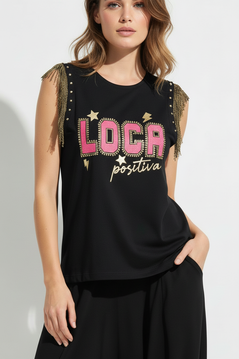 T-shirt à franges follement positif