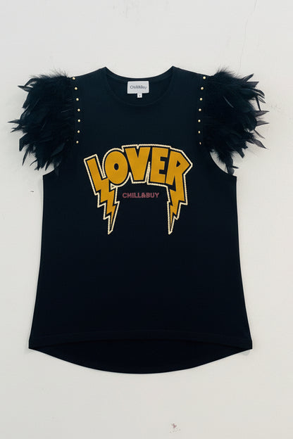 T-shirt à plumes de rock star