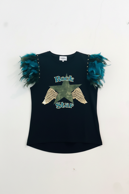 T-shirt à plumes de rock star
