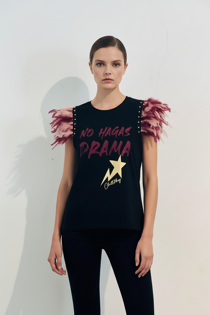 T-shirt à plumes de rock star