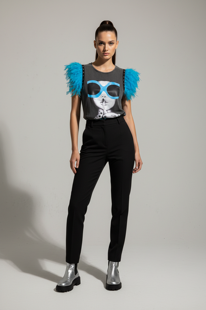 T-shirt à plumes de rock star