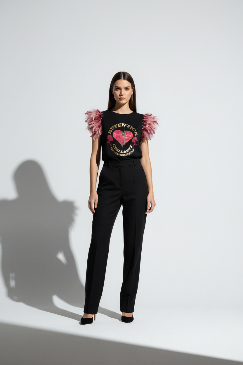 T-shirt Plumes Authentiques à Pois