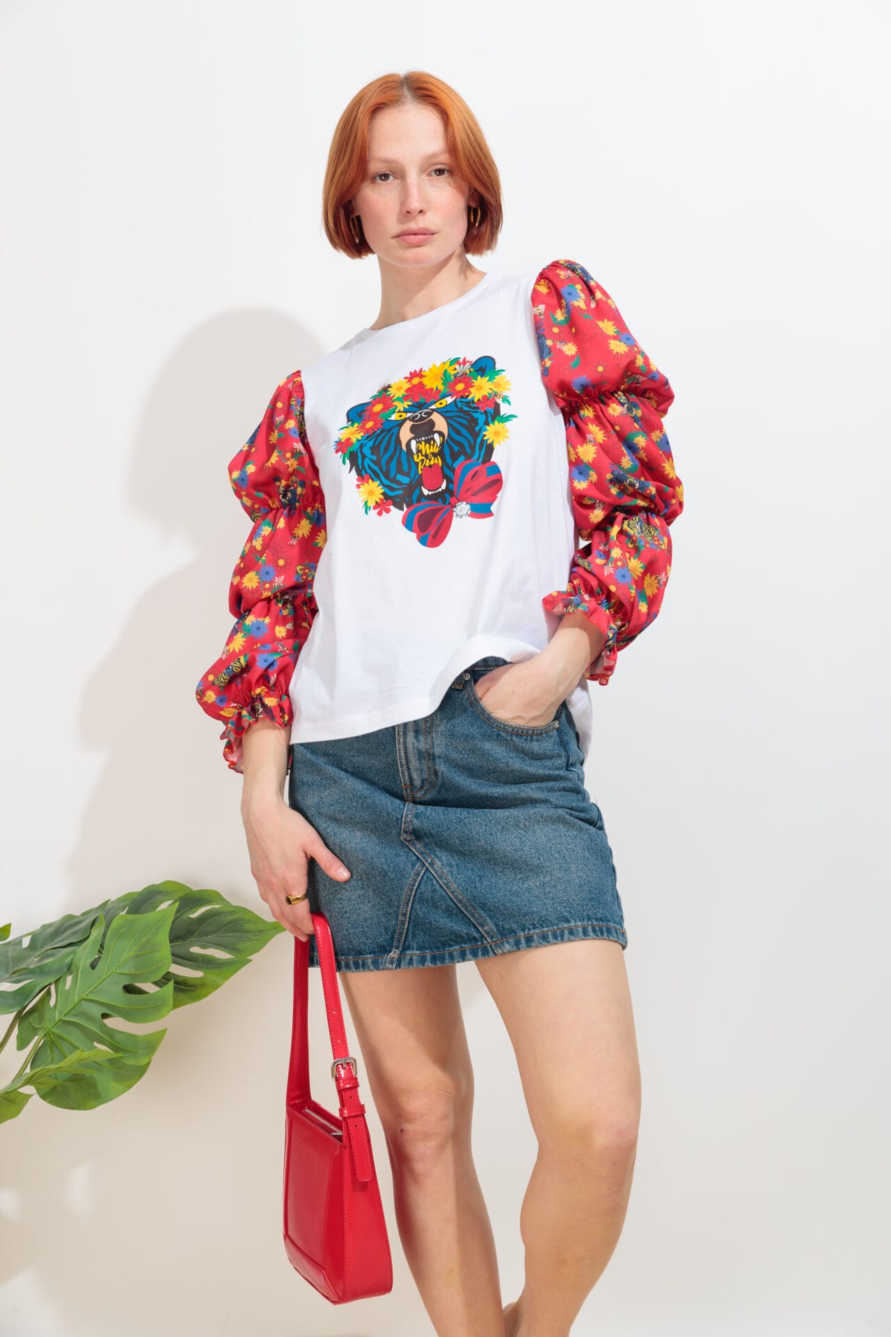 Camiseta Frunces Oso Flores
