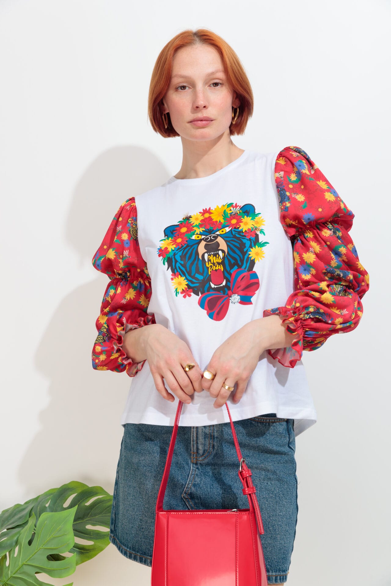 Camiseta Frunces Oso Flores