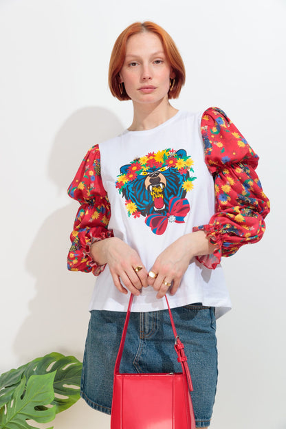 Camiseta Frunces Oso Flores