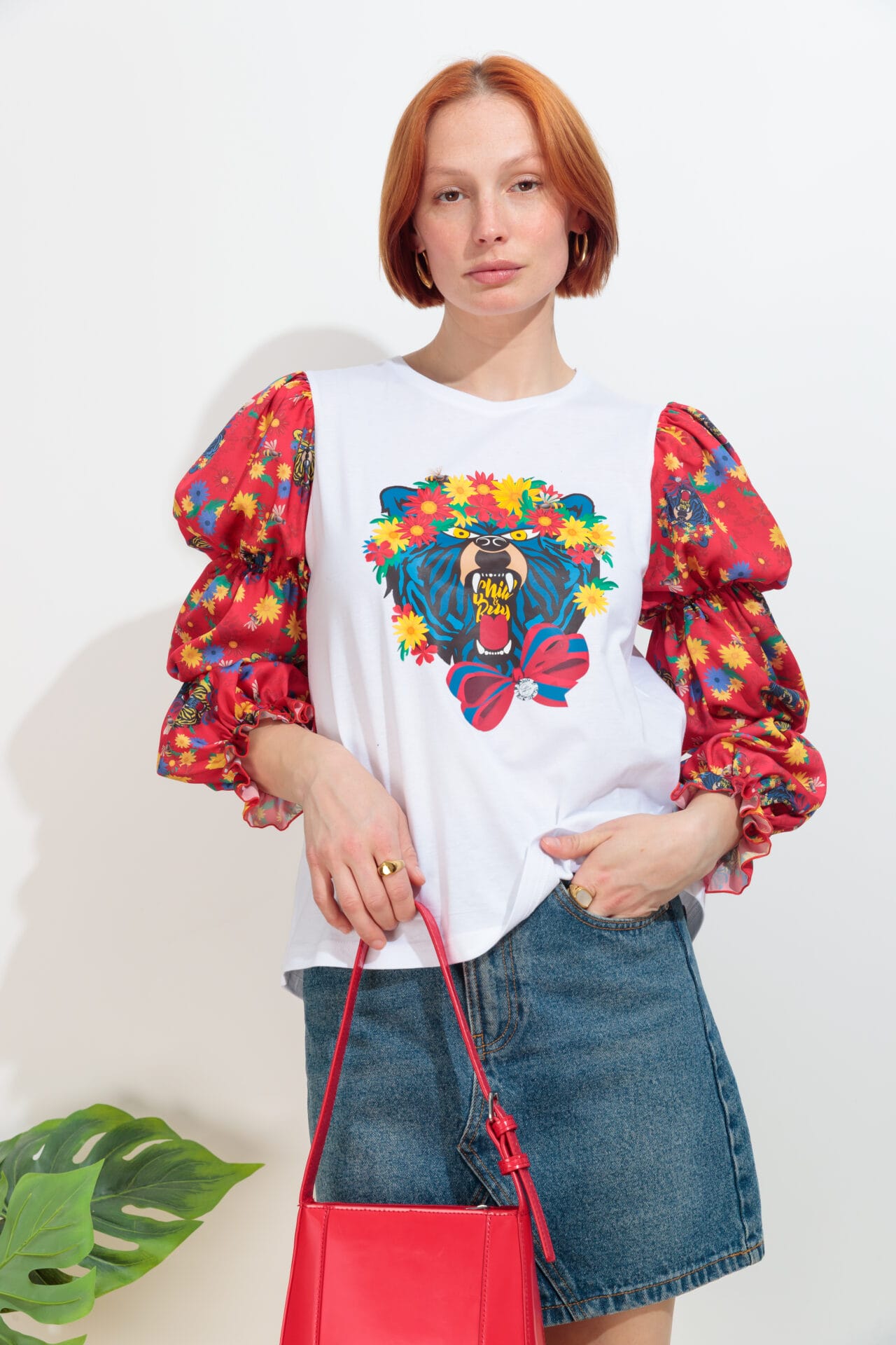 Camiseta Frunces Oso Flores