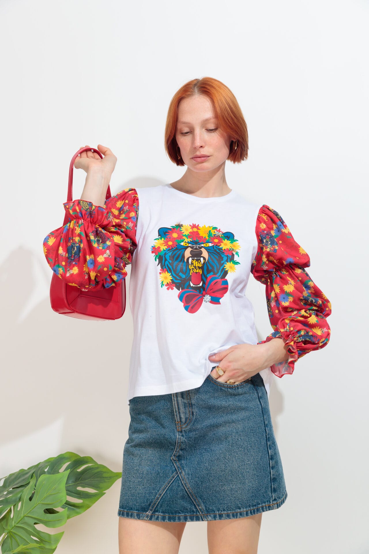 Camiseta Frunces Oso Flores