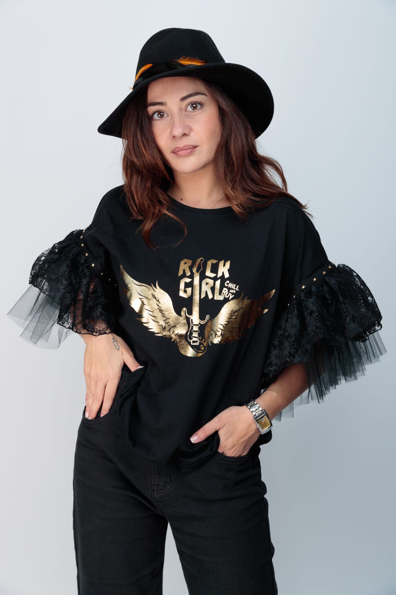 camiseta tul guitarra alas