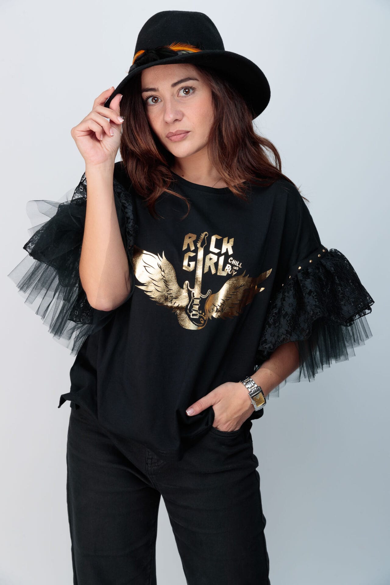 camiseta tul guitarra alas