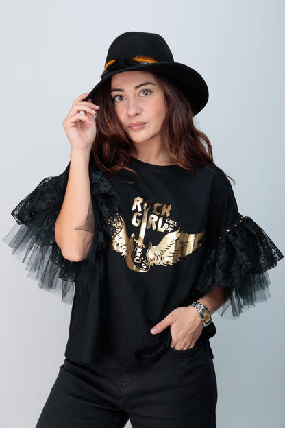 camiseta tul guitarra alas