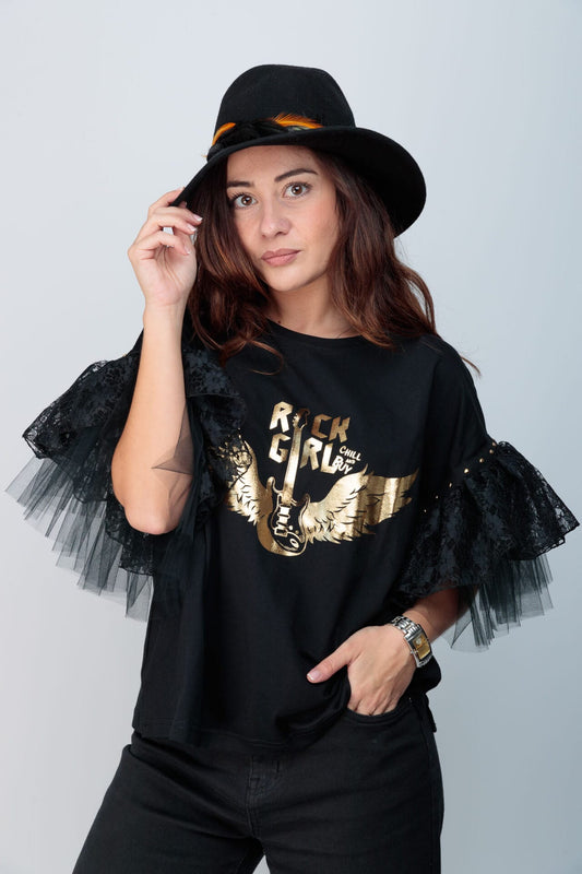 camiseta tul guitarra alas