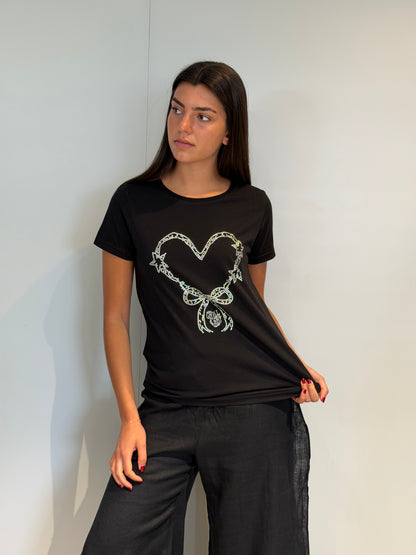T-shirt Cœur Strass
