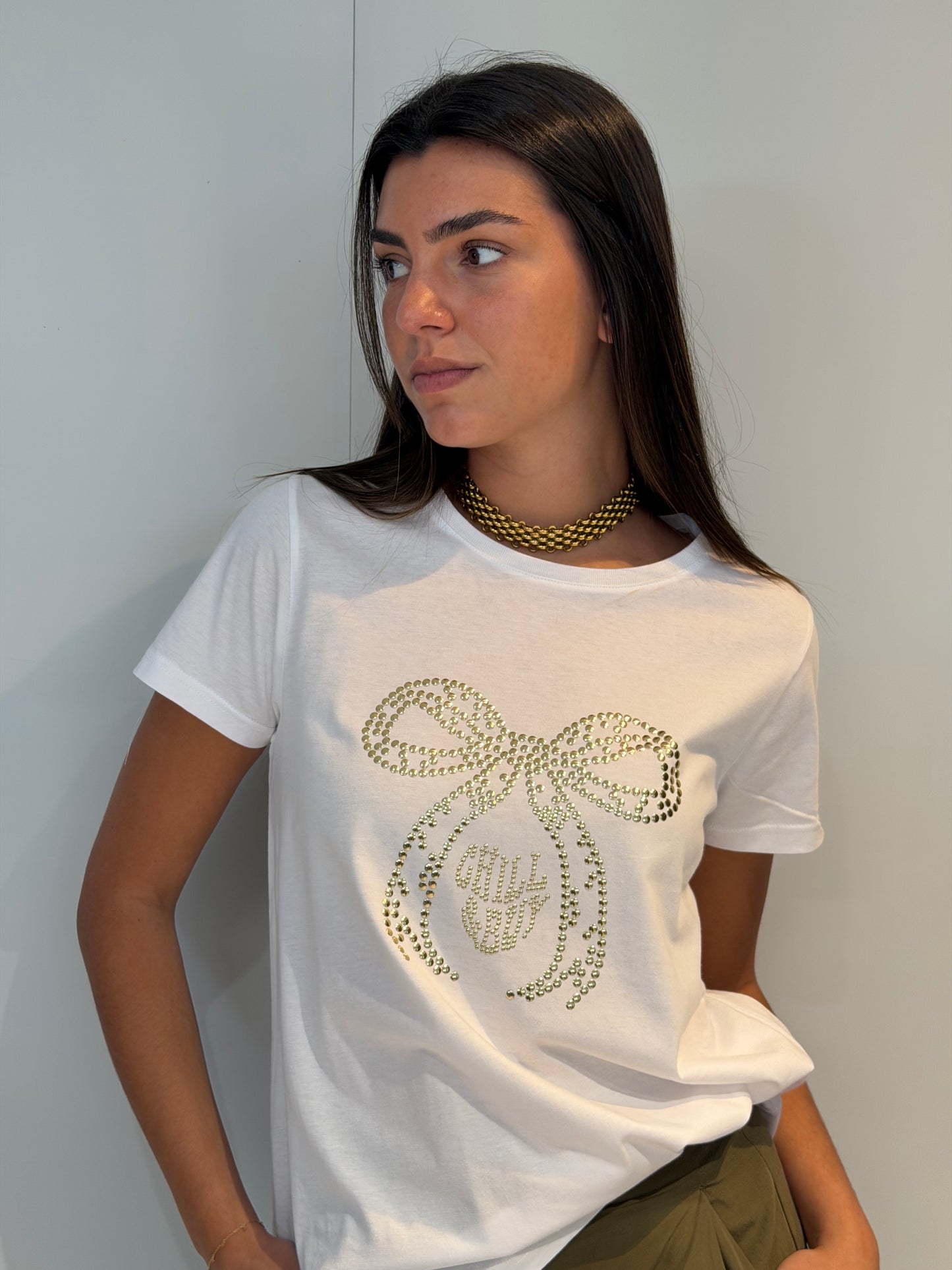 T-shirt Nœud Clous Doré