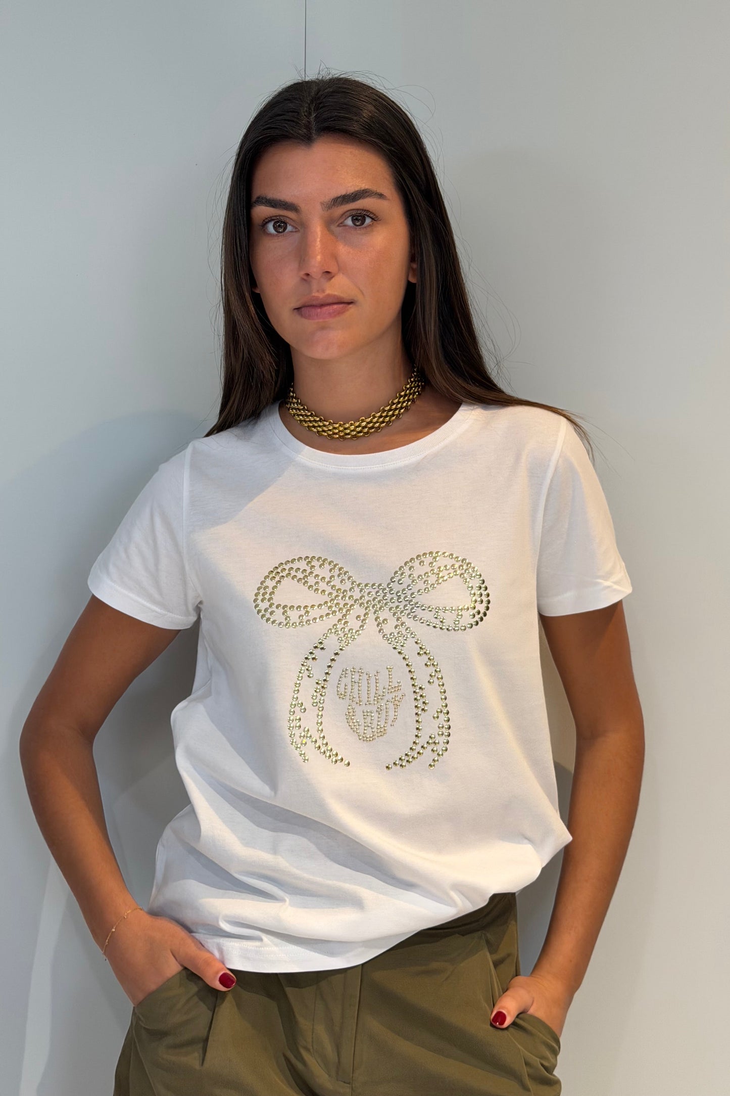 T-shirt Nœud Clous Doré