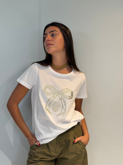 T-shirt Nœud Clous Doré