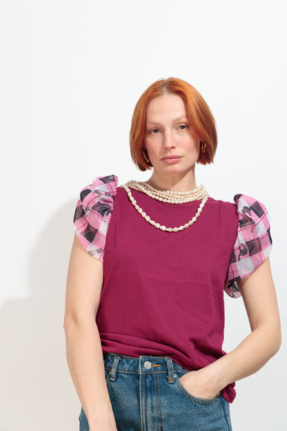 Camiseta Blow Cuadros Fresa
