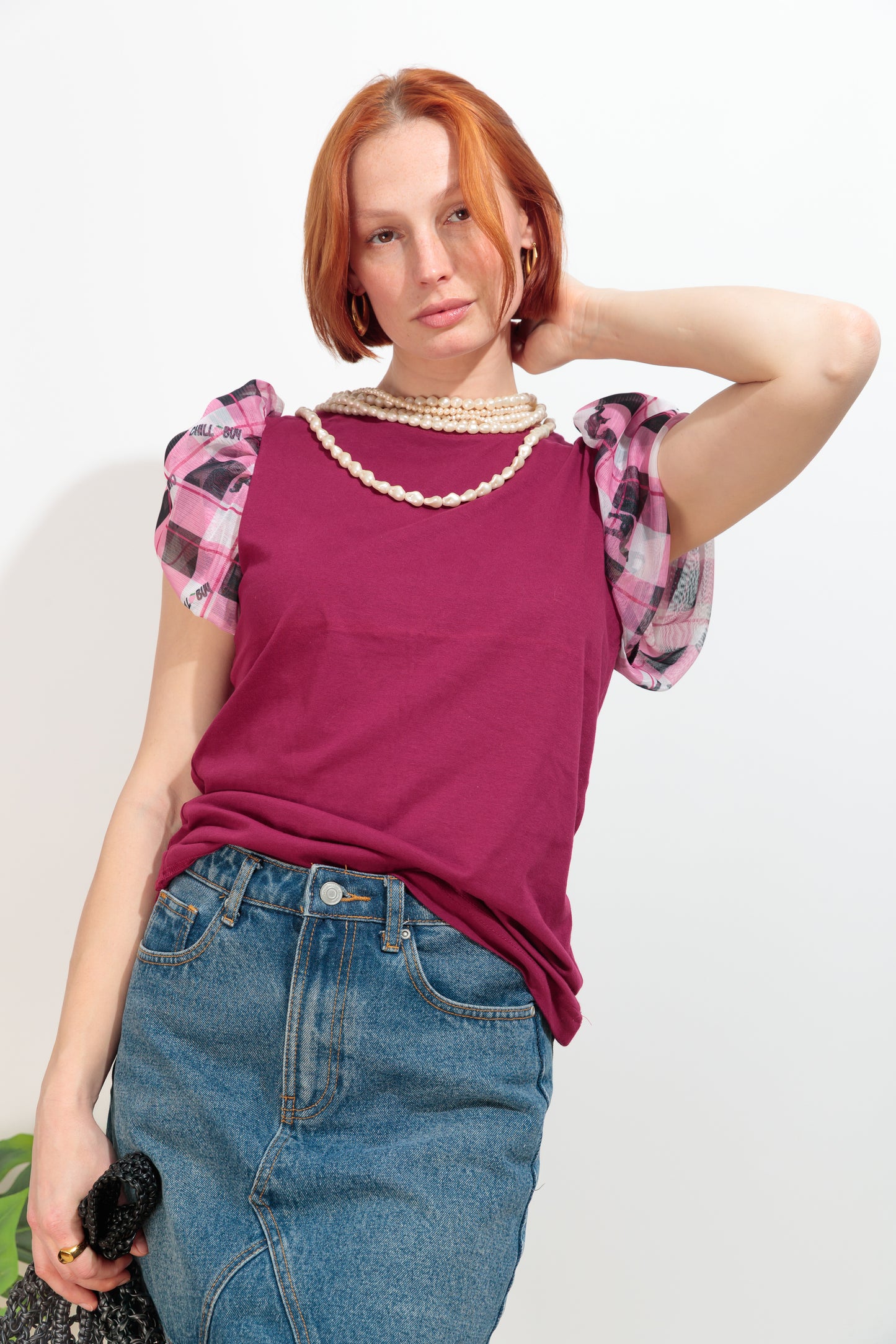 Camiseta Blow Cuadros Fresa