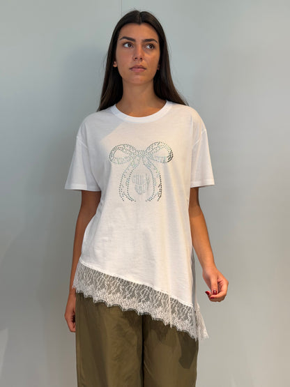 T-shirt Dentelle Nœud Clous