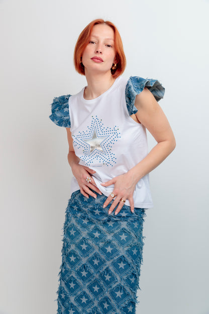 Camiseta Volante Estrellas Azul