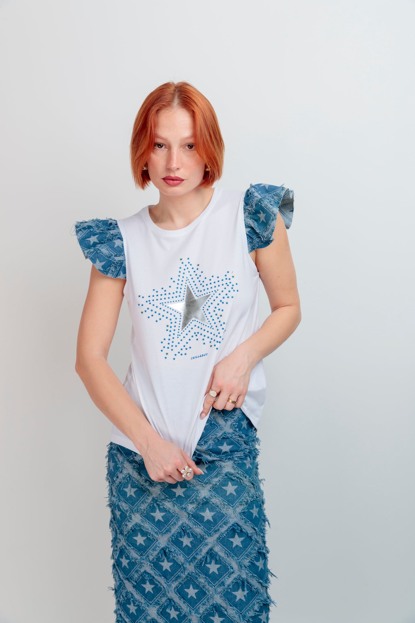 Camiseta Volante Estrellas Azul