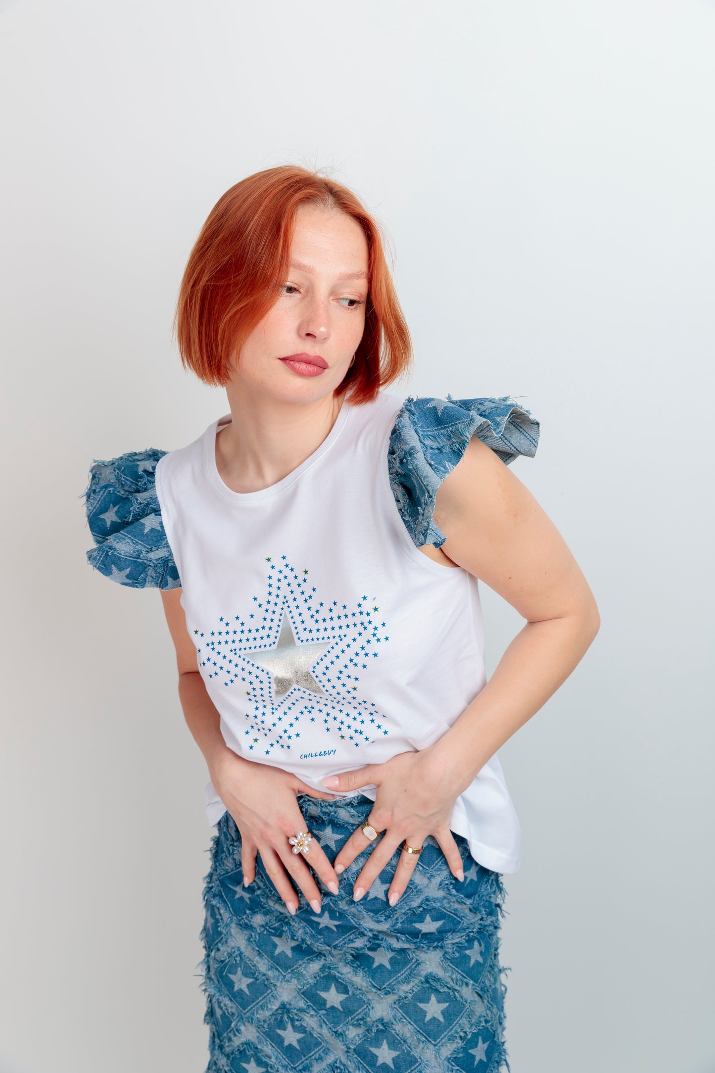 Camiseta Volante Estrellas Azul