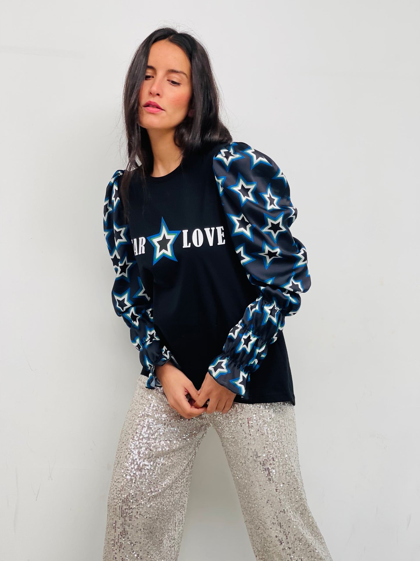 Camiseta Abullonada Star Love Fugaz Azul