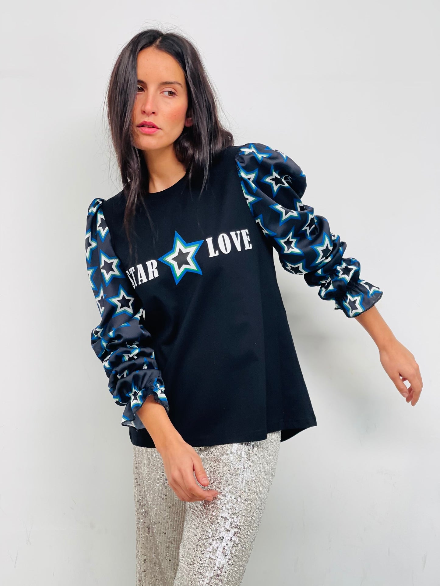 Camiseta Abullonada Star Love Fugaz Azul