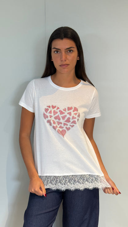 T-shirt Dentelle Nœud Clous