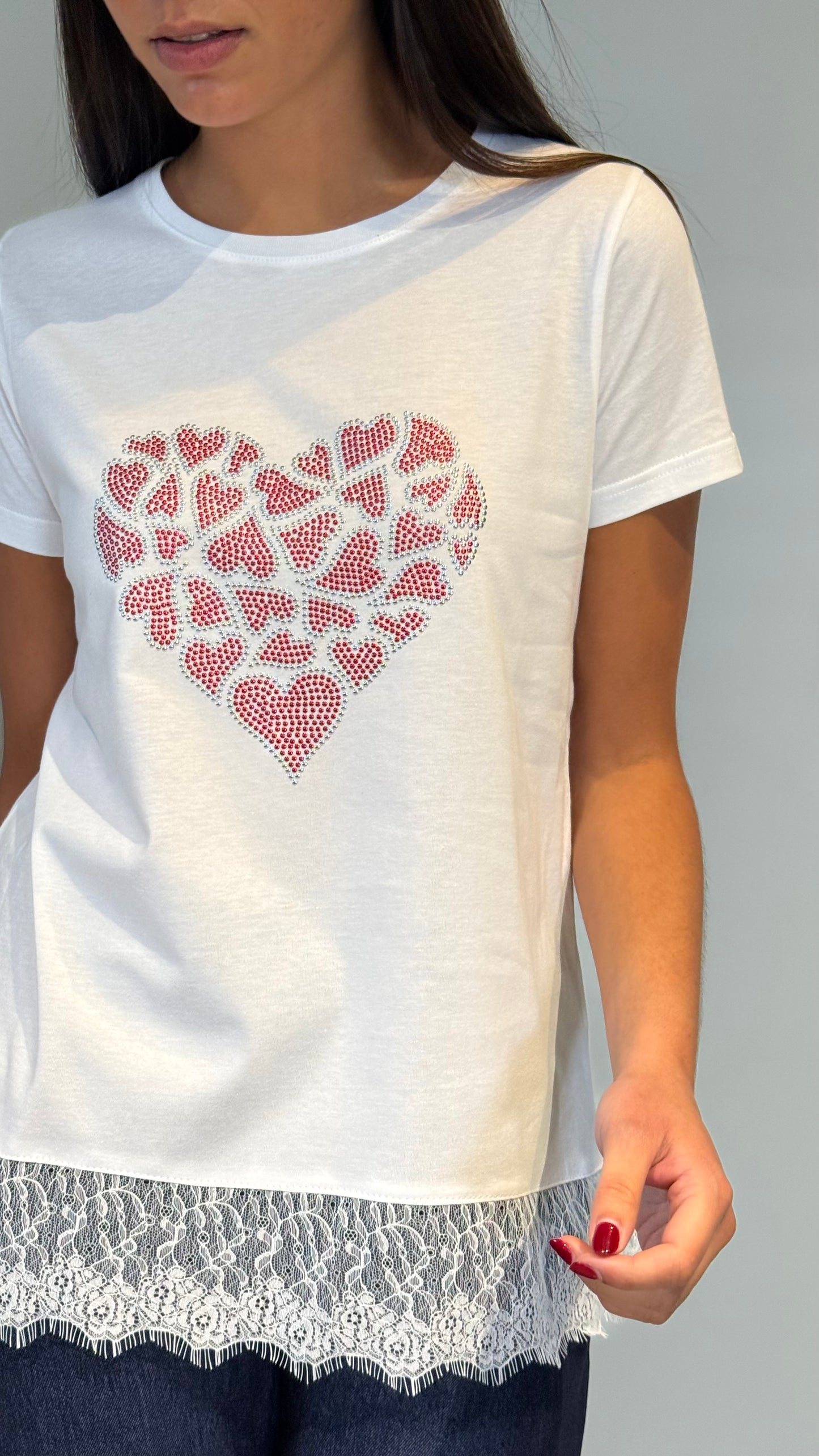 T-shirt Dentelle Nœud Clous