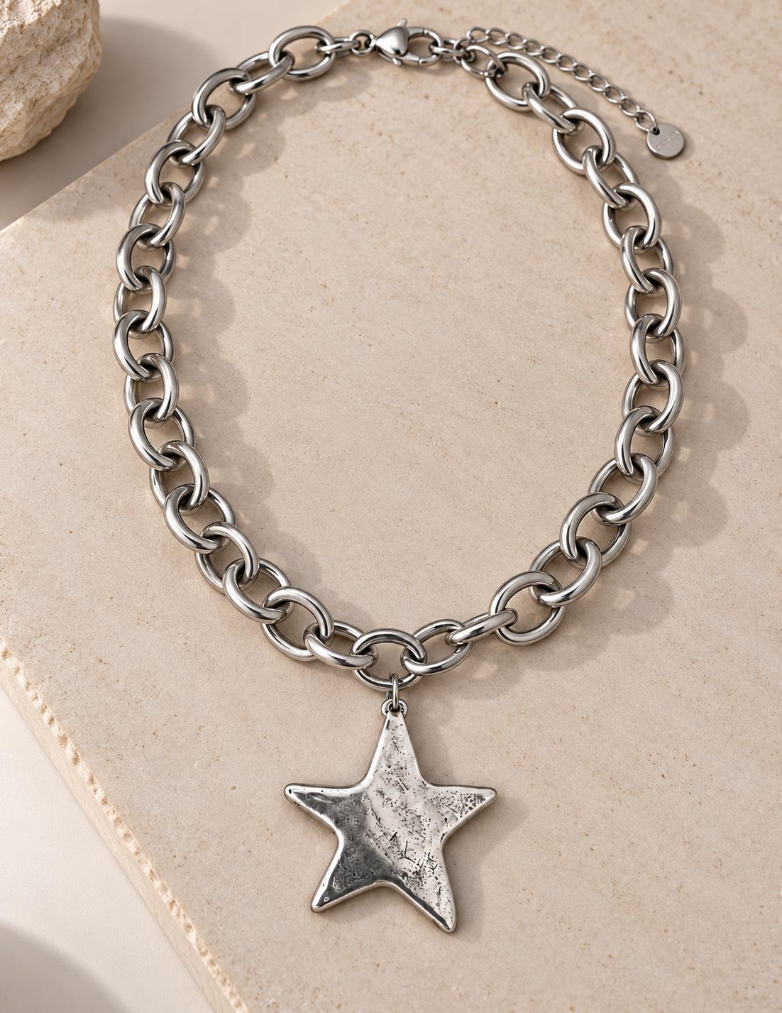 Collier étoile argenté