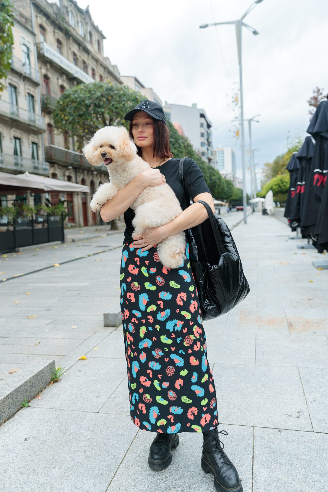 falda larga print skull
