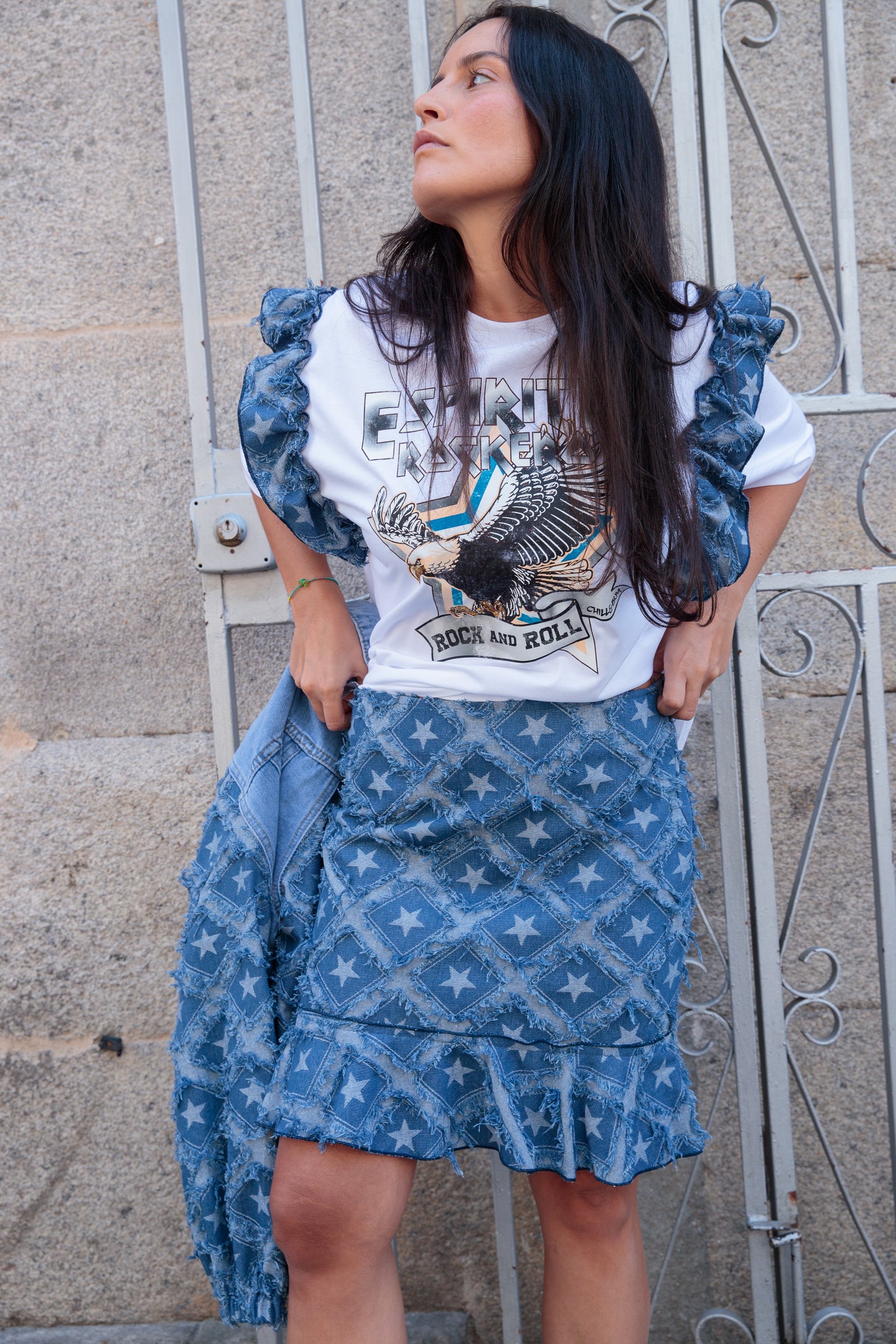 Falda Denim Star Azul