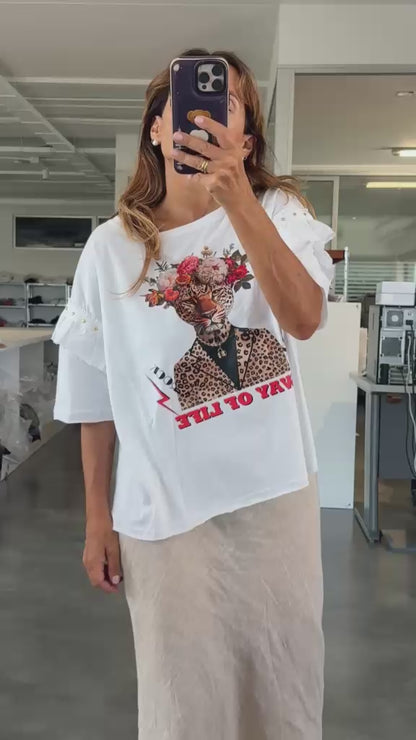 T-shirt à volants Tiger Lover