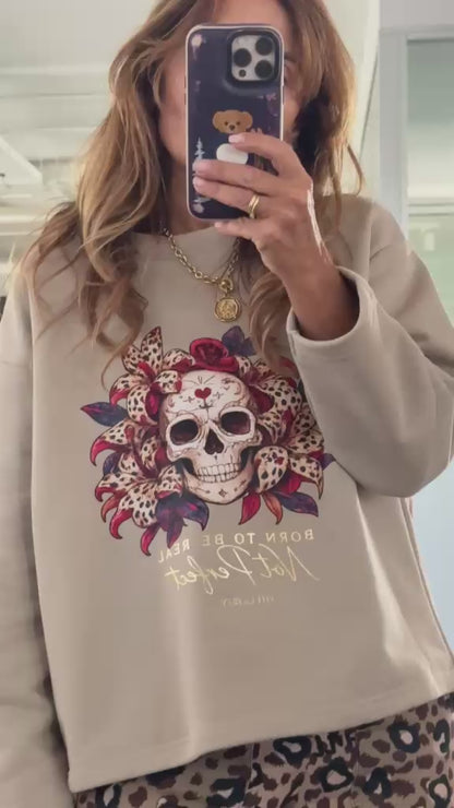 Sweat-shirt beige Skull Mireya