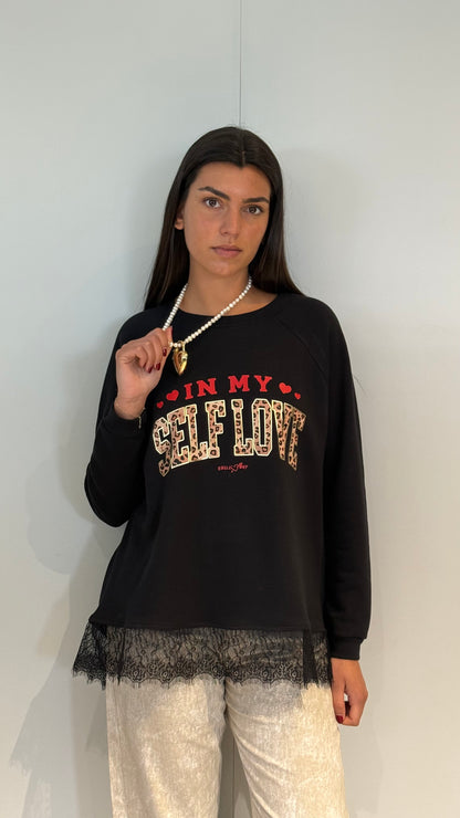 Sweat-shirt imprimé dentelle Self Love